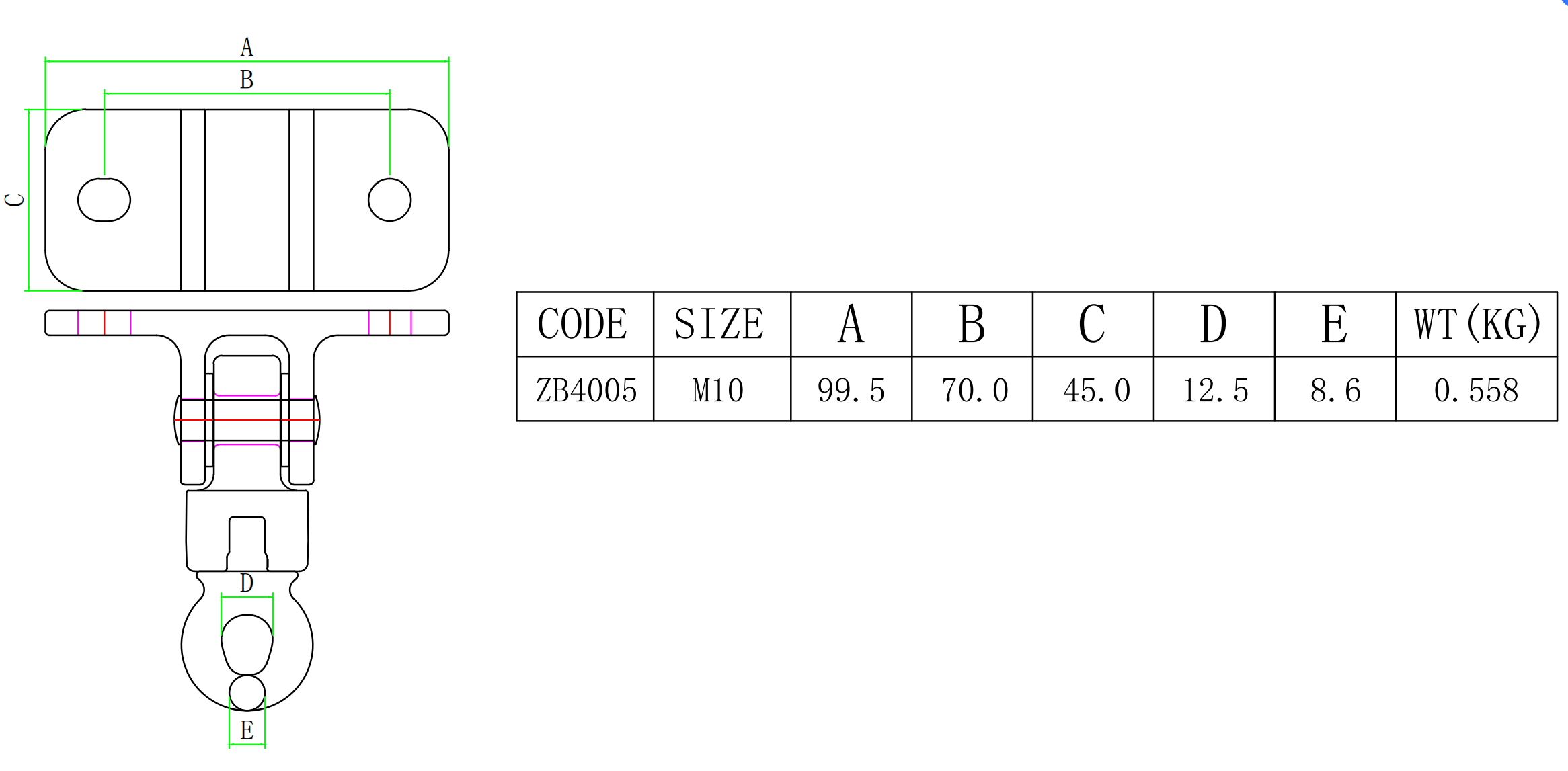 ZB4005 ZBH05旋转板圈秋千架-尺寸图