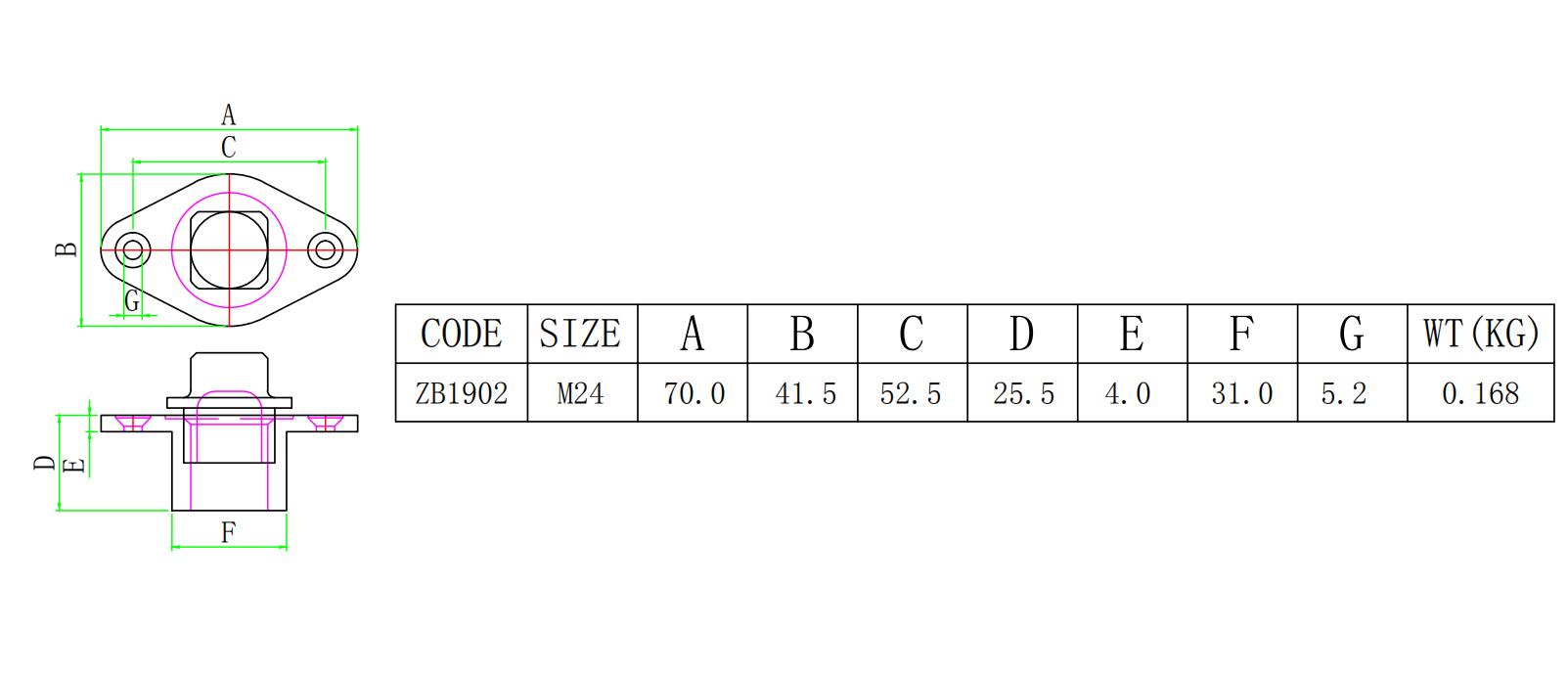 ZB1902菱形丝堵-尺寸图