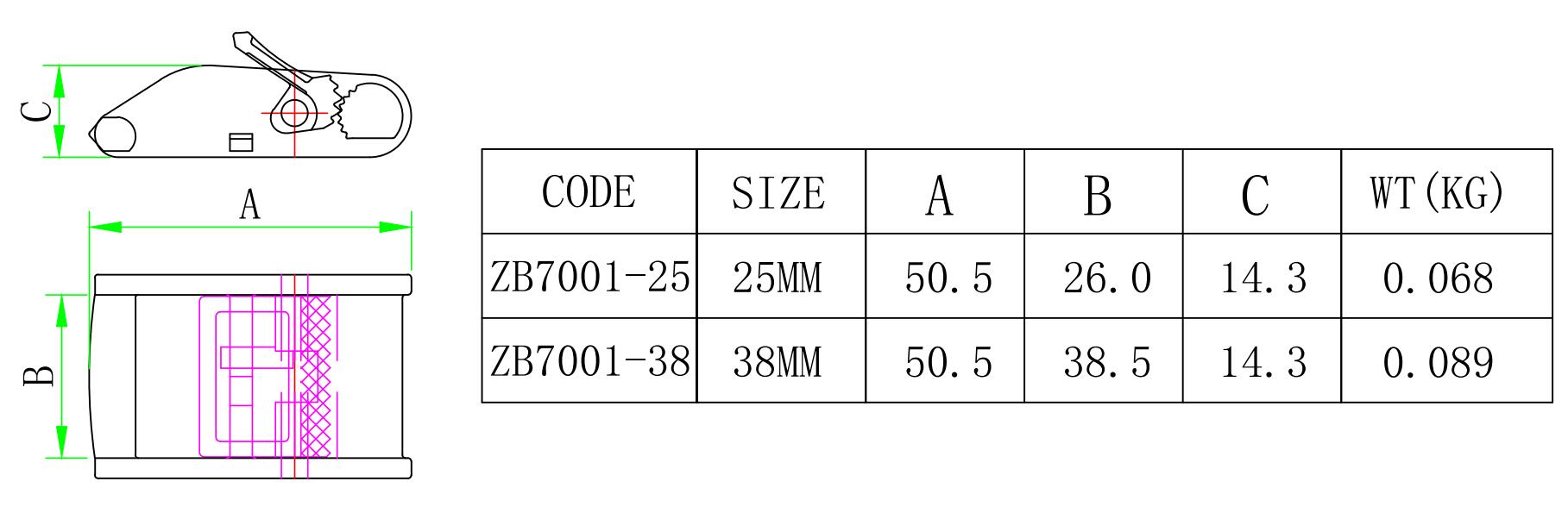ZB7001织带扣-尺寸简图