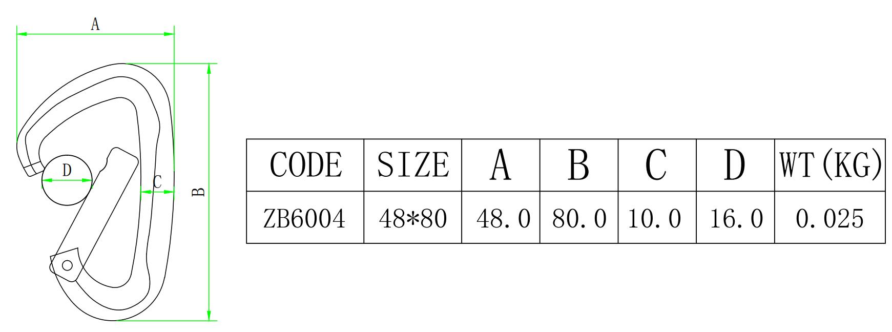 ZB6004 6004登山扣-尺寸简图