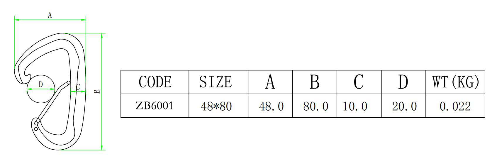 12KN 拉伸铝制野营登山扣