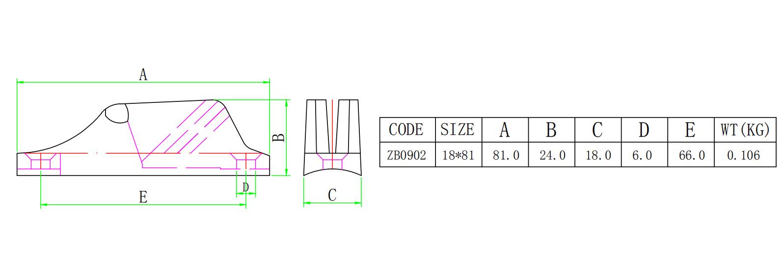 ZB0902 902夹绳器-尺寸简图
