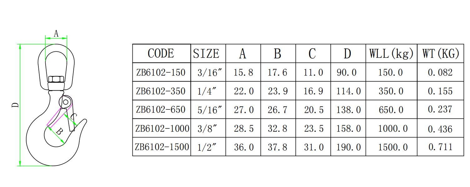 ZB6102圈式旋转货钩-尺寸图