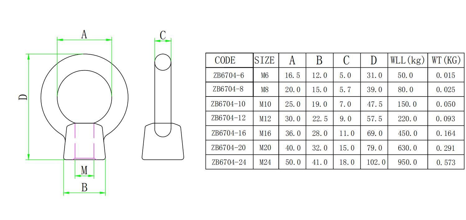 ZB6704 JIS1169吊环螺栓-尺寸图