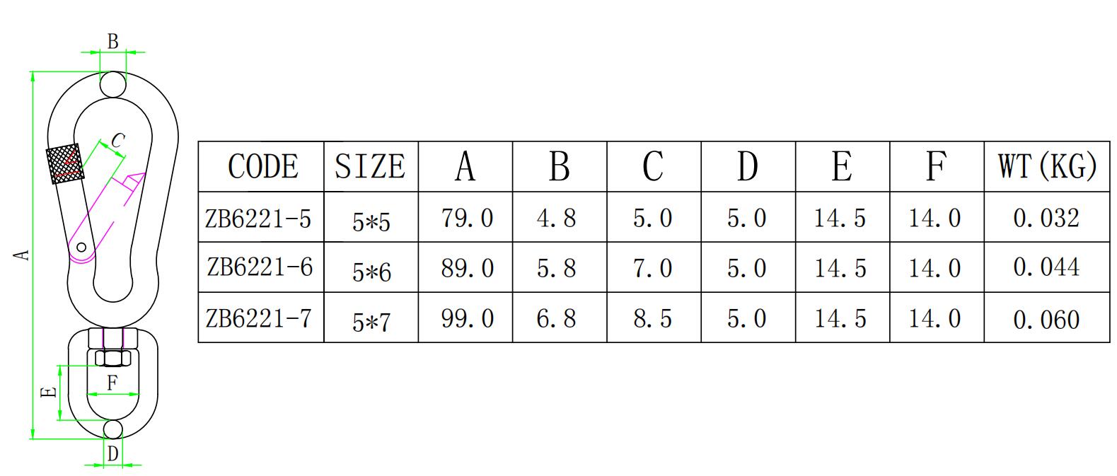 ZB6221万向狗链扣-尺寸图