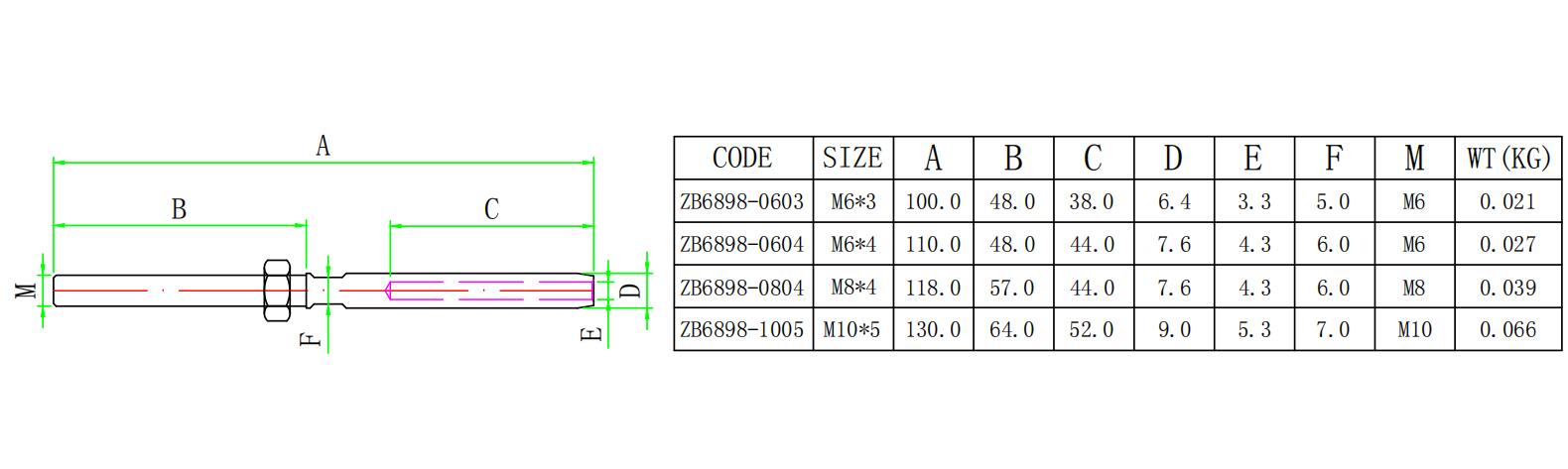 ZB6898直杆接丝器-尺寸图