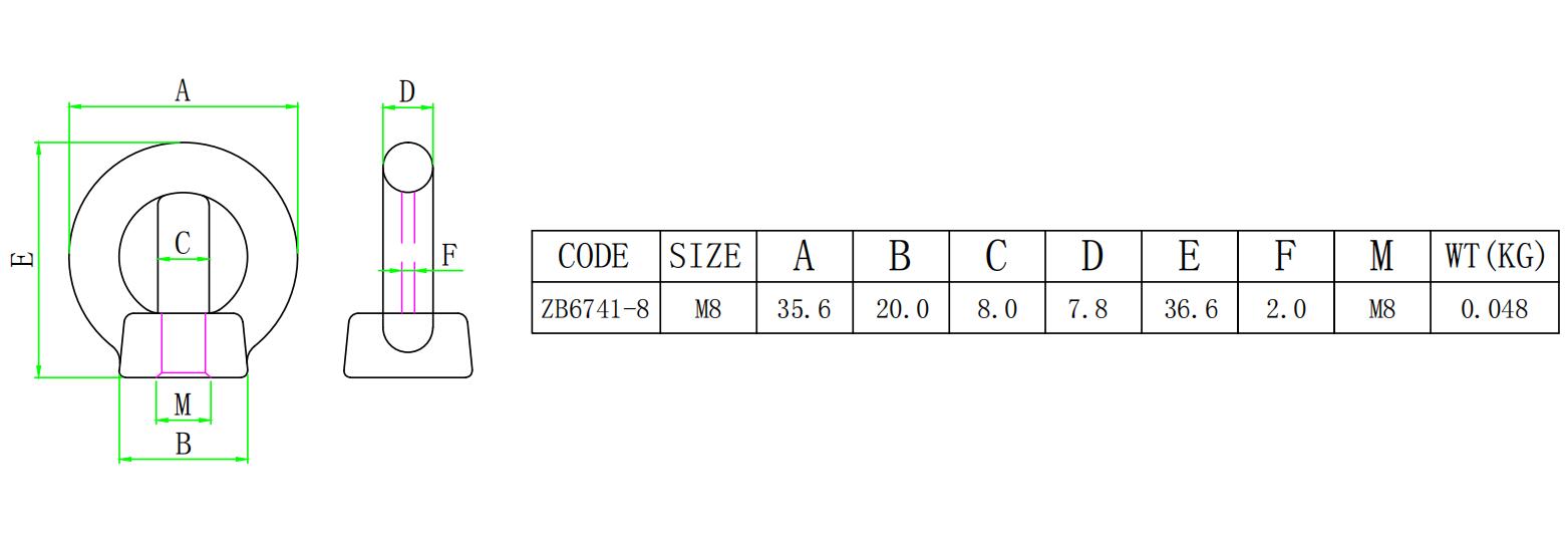304不锈钢船用有眼螺母