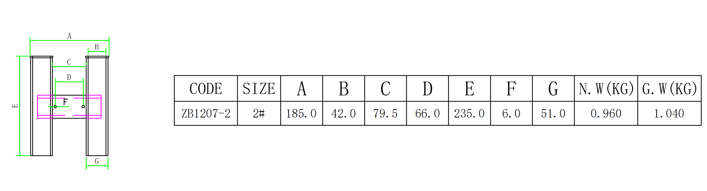 ZB1207 尺寸